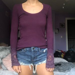 Free people long sleeve waffle shirt
